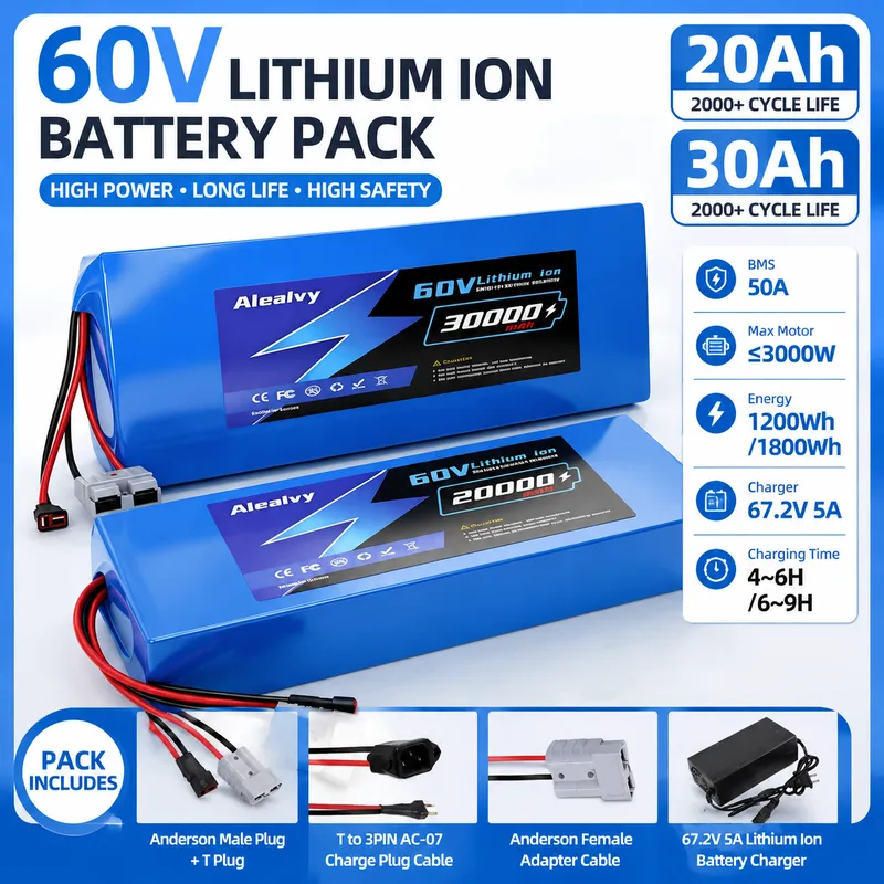 60V 30Ah Electric Scooter Battery - Bateria de Lítio Aleaivy 60V 20AH